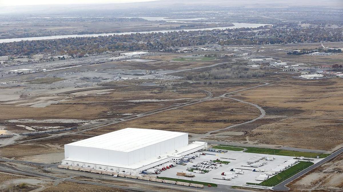The massive 455,000-square-foot Preferred Freezer Services warehouse sits on 40 acres and dominates the landscape in Richland.