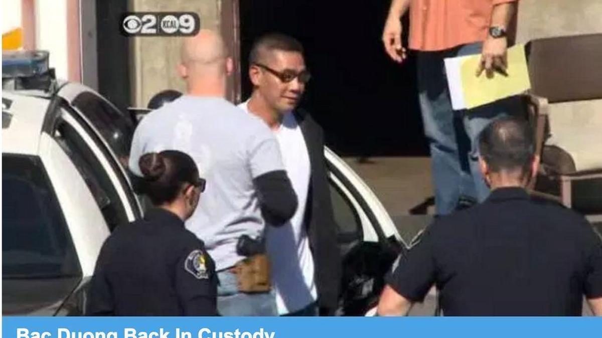 A video frame-grab shows Bac Duong, one of three inmates who escaped from the Orange County jail, being returned to the Santa Ana, Calif., jail after he turned himself in Friday. The two other inmates who escaped with him remained at large Friday afternoon.