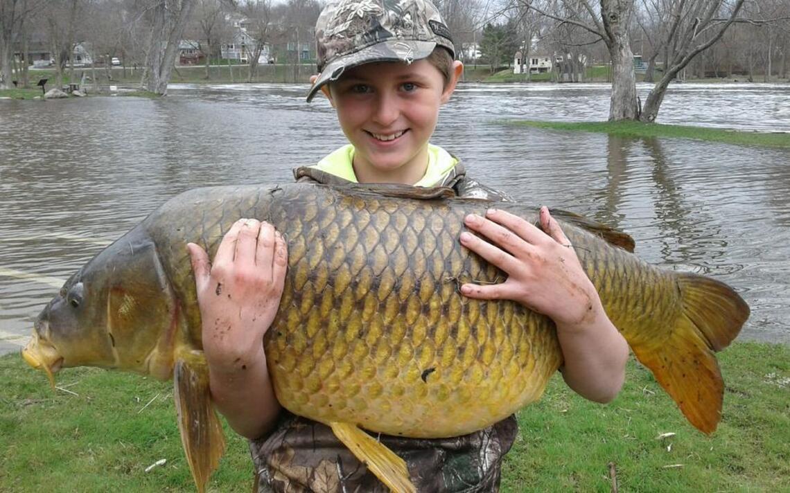 10-year-old catches 33.25-pound carp. It was the .25 that made all the difference.