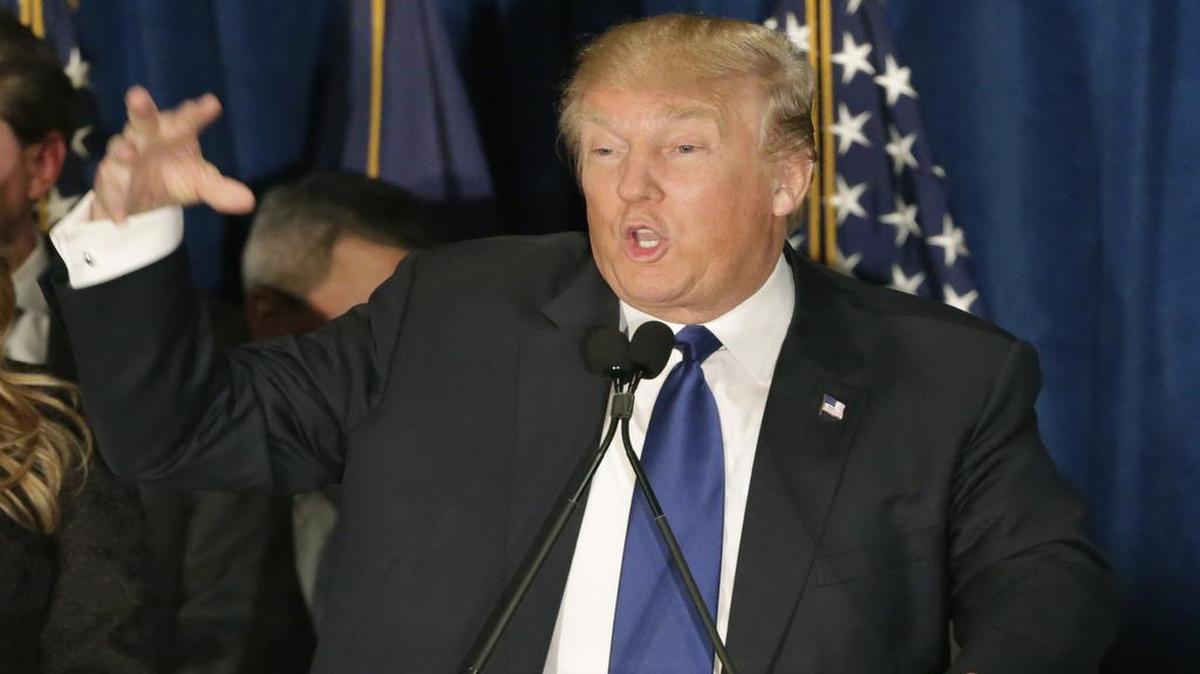 Donald Trump speaks to supporters during a rally Tuesday in Manchester, N.H.
