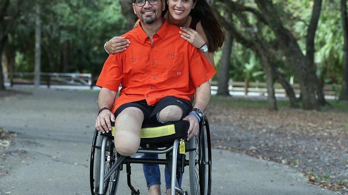 In Hammock Park in Kendall, South Dade High School Principal Javier Perez and his wife, Maytee, talked about their life and challenges ahead. The principal lost both legs in a tragic instant. While he was coaching his son’s Little League team, a drunk driver drove onto the baseball field. Although Perez was able to save others from being injured, he was pinned under the vehicle.