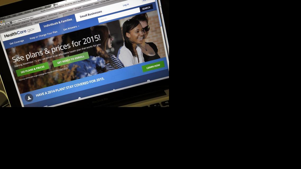 In this Nov. 12, 2014 file photo, the HealthCare.gov website, where people can buy health insurance, is seen on a laptop screen in Portland, Ore. The court will hear arguments in early March over whether the health care law allows people in states that have not set up their own insurance markets to receive federal tax credits to bring down the cost of health insurance. The number of people without health insurance could rise by 8 million people if the subsidies disappeared, two independent think tanks have estimated.