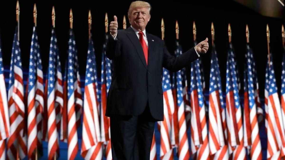 Republican presidential candidate Donald Trump speaks during the final day of the Republican National Convention in Cleveland on Thursday, July 21, 2016.