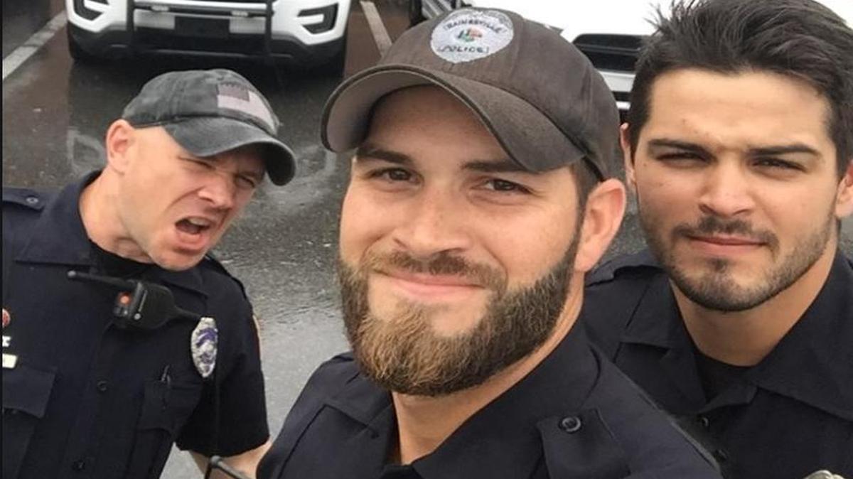 This selfie on Facebook of Officers Nordman, Hamill and Rengering received 387,000 likes, 221,388 shares and 142,000 comments as of Sept. 13, 2017.