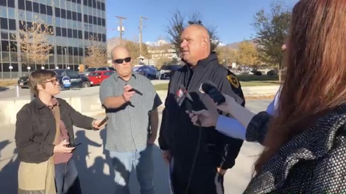Salt Lake City police spokesman Greg Wilking speaks at a press conference Tuesday.