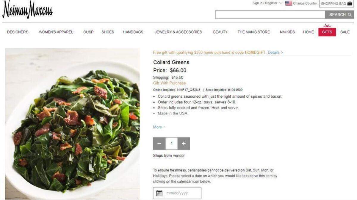 $66 for collards. Plus shipping.