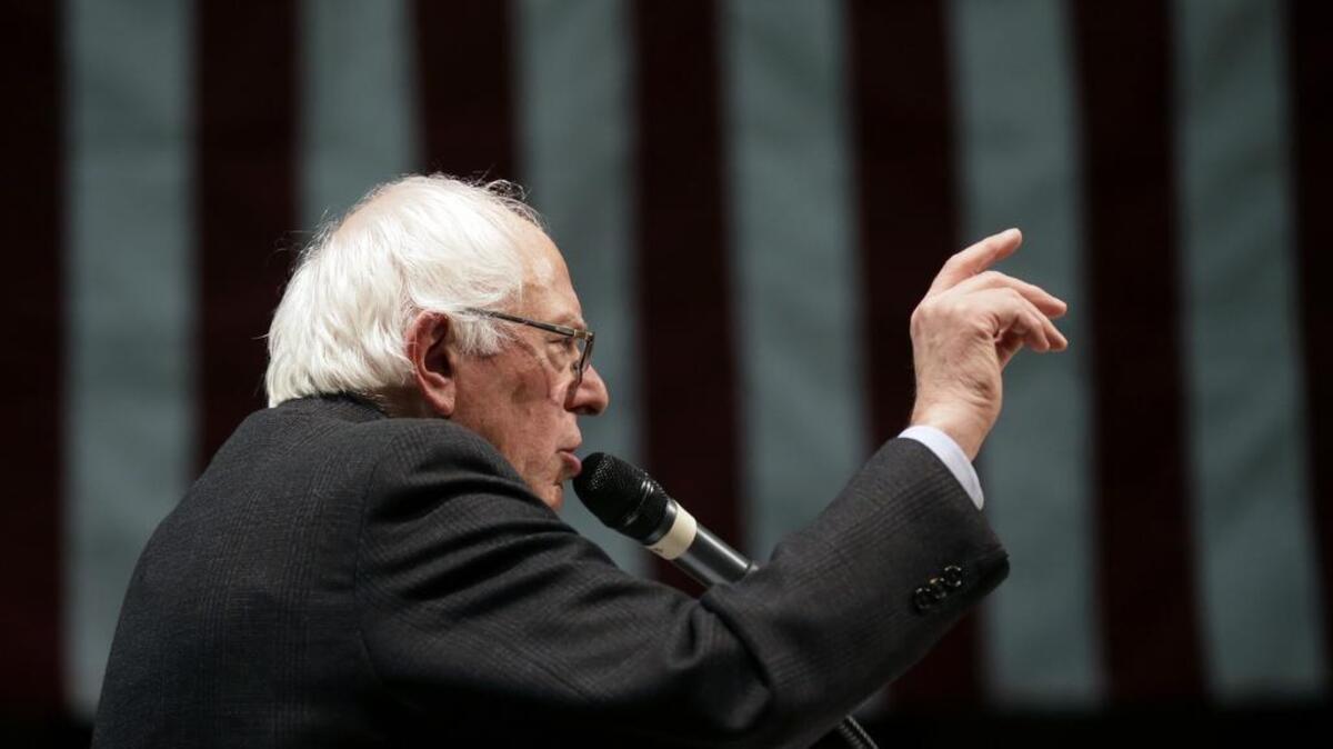 Democratic presidential candidate Sen. Bernie Sanders, I-Vt., speaks during a town hall meeting in Ottumwa, Iowa, on Dec. 30, 2015. Sanders’ presidential campaign says it has raised more than $33 million during the past three months to help his effort to win the Democratic nomination.
