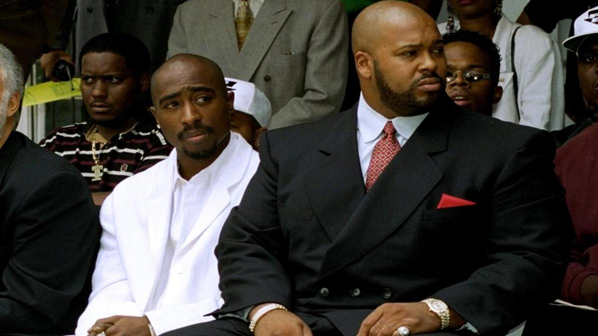 In this Aug. 15, 1996 file photo, rapper Tupac Shakur, left, and Death Row Records Chairman Marion Suge Knight, attend a voter registration event in South Central Los Angeles. Shakur was nominated for the Rock and Roll Hall of Fame’s class of 2017 on Tuesday.