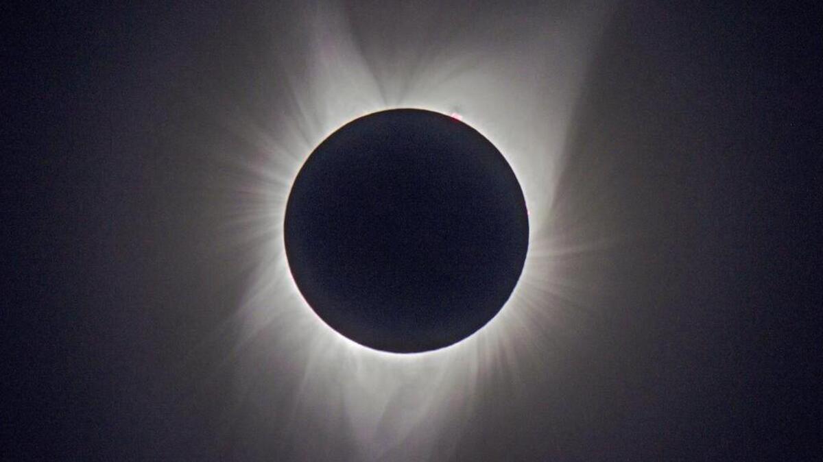 The sun’s corona is revealed during 2017’s total solar eclipse as seen from Mitchell, Ore.