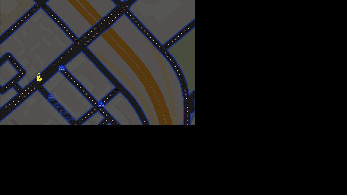 
A gag on Google Maps enables visitors to click on a Pac-Man symbol in the lower left of the screen to play the video game on whatever location is listed in the address bar.
