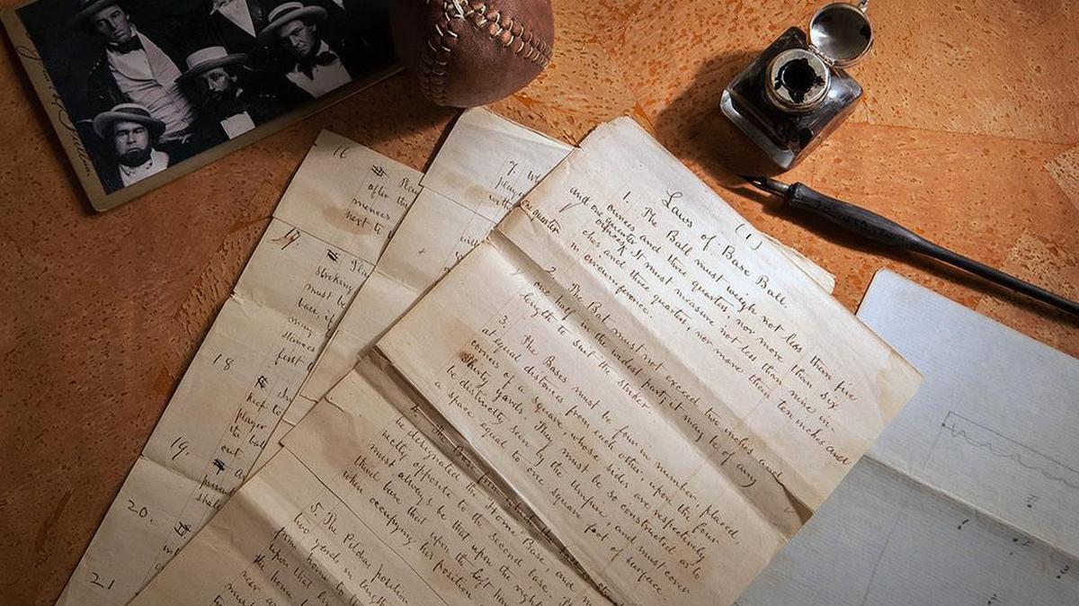 Baseball may have found its birth certificate. And with it a new birth date, and new founding father. Coinciding with the start of the professional baseball season, a set of game-changing 1857 documents titled “Laws of Base Ball” went up for sale this week.