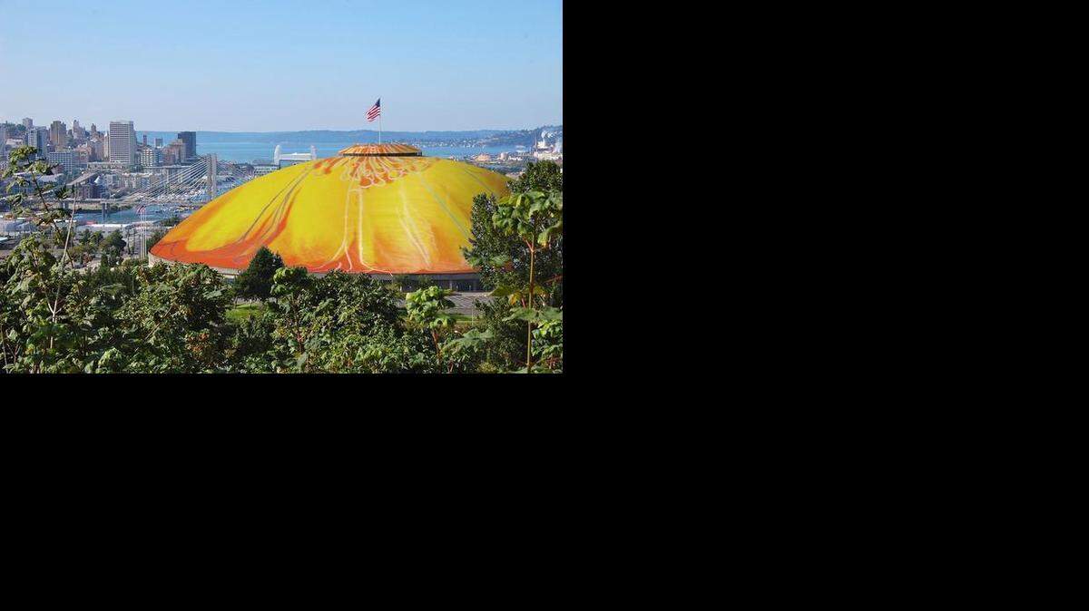 
The Tacoma Dome envisioned with an Andy Warhol flower design. 
