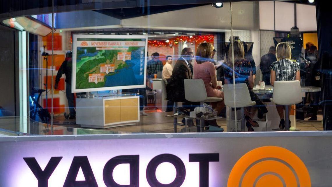 "Today" show co-hosts, seated from left, Al Roker, Hoda Kotb, Savannah Guthrie and Dylan Dreyer appear on the set during their broadcast on Wednesday, Nov. 29, 2017, in New York. NBC News says longtime show host Matt Lauer has been fired for "inappropriate sexual behavior." Co-host Savannah Guthrie made the announcement at the top of Wednesday's show.