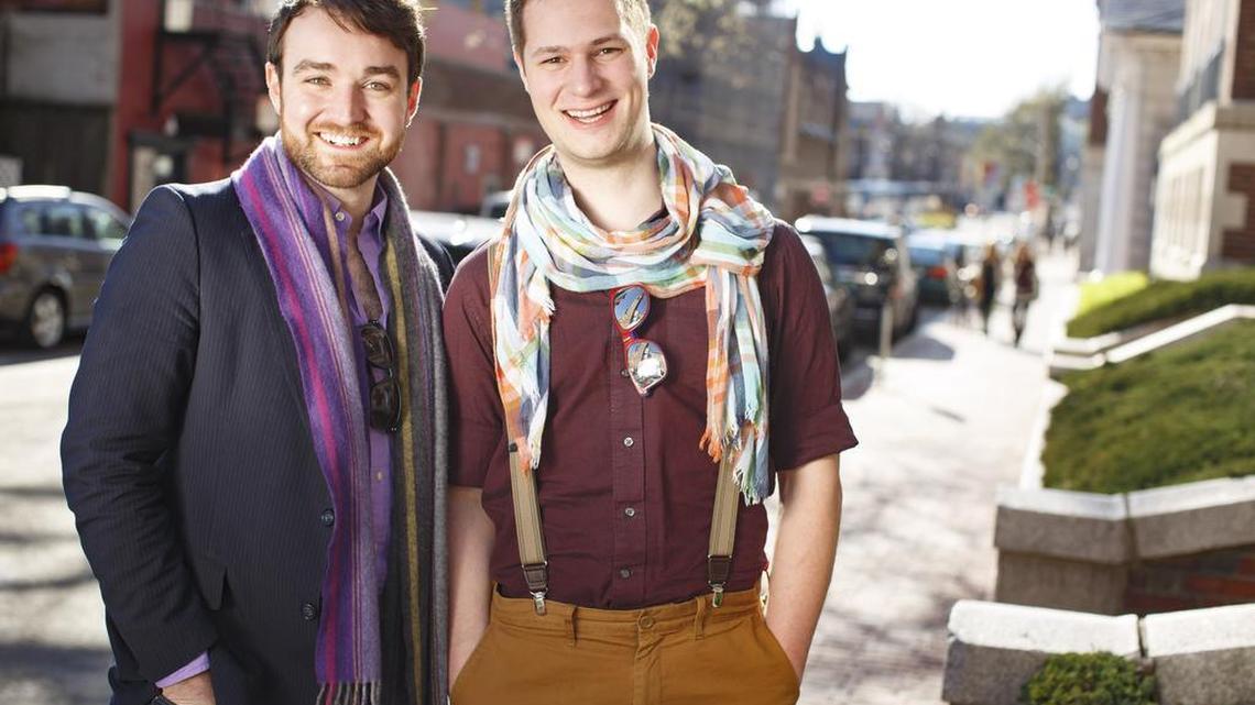 Charles Osborne, left, and Leo Hurley are the creators of “The Body Politic,’’ an opera about a transgender man from Afghanistan who moves to North Carolina. The opera is premiering in Boston before traveling to North Carolina, which recently enacted a controversial anti-LGBT law.