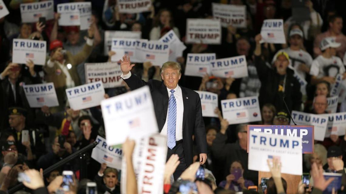 The mayor of St. Petersburg, Fla., says GOP candidate Donald Trump, shown at a Saturday rally in Iowa, isn’t welcome in his city after Trump called for banning all Muslims from entering the United States.