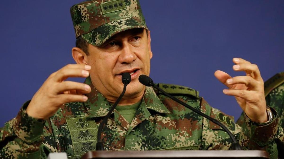 Gen. Juan Pablo Rodriguez Barragan, commander of the armed forces in Colombia, gives a news conference in Bogota in July 2014.