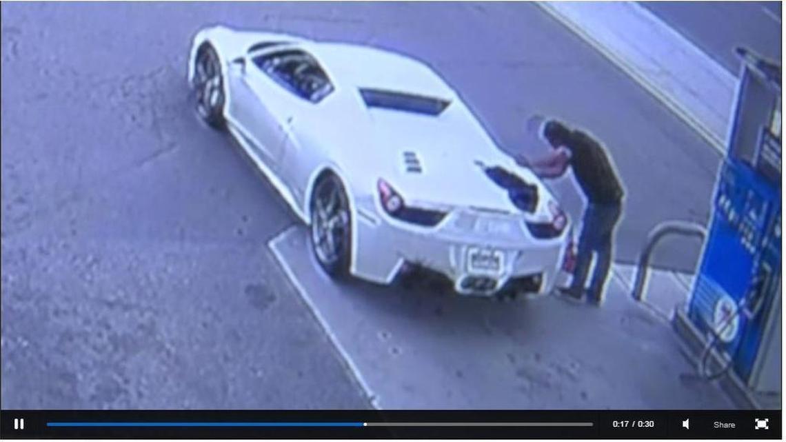 Surveillance footage shows a suspected car thief with a $340,000 Ferrari 458 Spider.