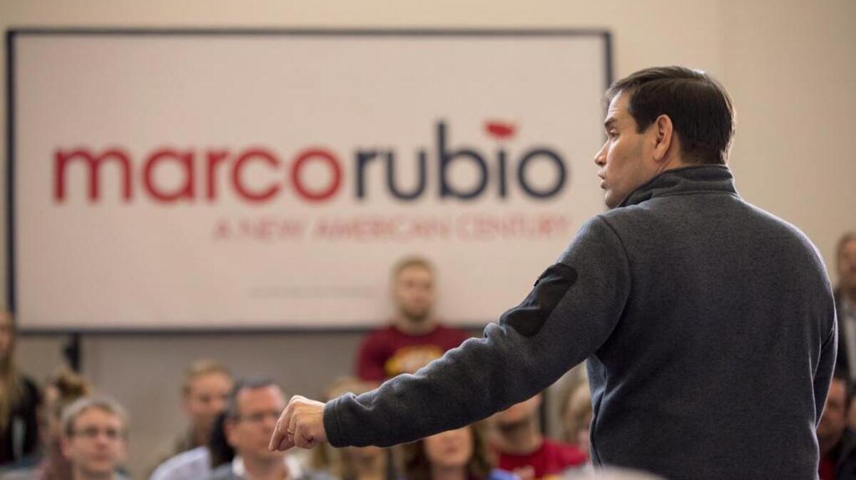Republican presidential candidate Sen. Marco Rubio, R-Fla., speaks at a town hall at the Iowa State University Alumni Center in Ames, Iowa, Jan. 23, 2016.