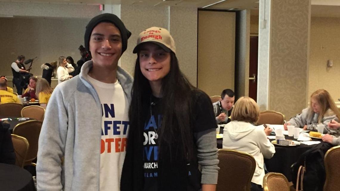 Ashley Baez, right, and Nicolas Fraser, 16, both sophomores at Marjory Stoneman Douglas High School, woke up early to make posters for the March for Our Lives in Washington, D.C., Saturday, March 24, 2018.