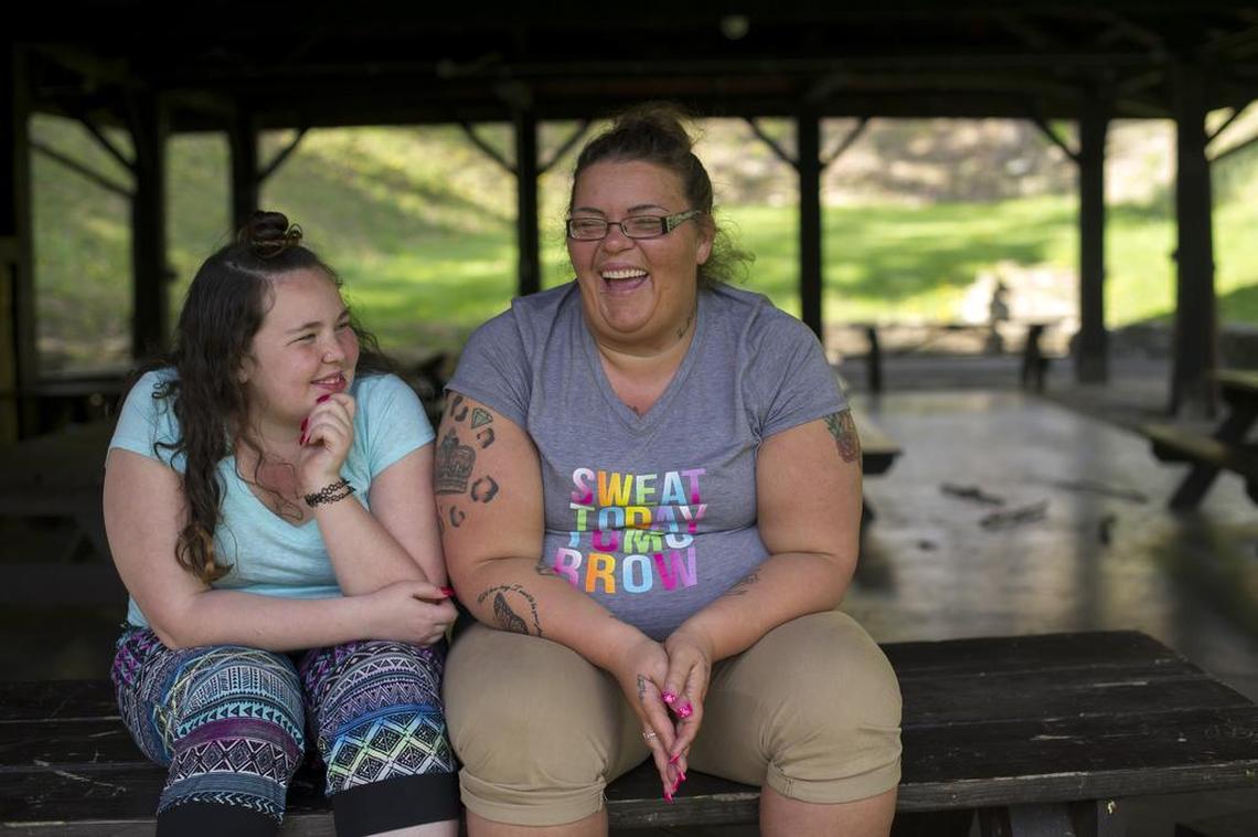 Caitlin Dolan, 13, who was denied lunch at school on her first day of 7th grade over an outstanding balance that her mother, Merinda Durila, right, says was a paperwork mixup, in Canonsburg, Pa., April 18, 2017. Holding children publicly accountable for unpaid school lunch bills – by throwing away their food, providing a less desirable alternative lunch or branding them with markers – is often referred to as “lunch shaming,” and is widespread.