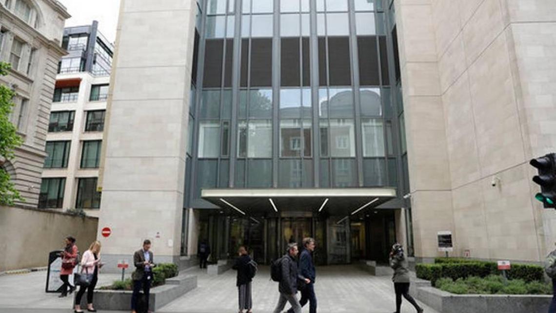 The main entrance of St Bartholomew’s Hospital in London, one of the hospitals whose computer systems were affected by a cyberattack, May 12, 2017. England was one of 150 nations hit by the large cyberattack.