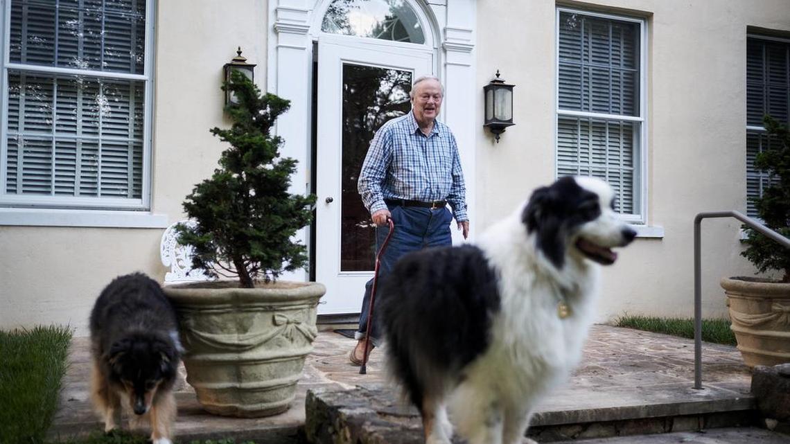 Bill Backer, who created Coca-Cola’s iconic 1971 “Hilltop” commercial, with his farm dogs Daisy, left, and Harry, in The Plains, Va. Backer, an advertising executive in the so-called golden age of advertising, died on May 13, 2016, in Warrenton, Va. He was 89.