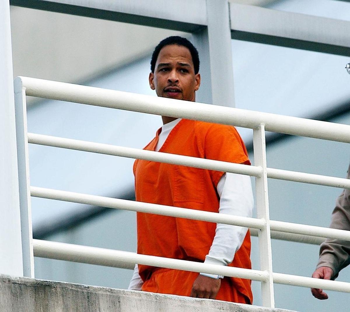 Rae Carruth, shown here in 2003, was convicted in early 2001 of conspiring to murder Cherica Adams and has been imprisoned ever since. Carruth has not seen his son, Chancellor Lee Adams, for 17 years.
