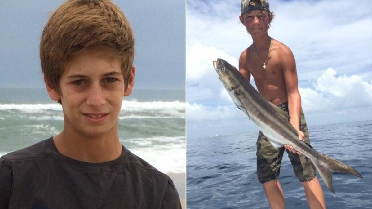 This combination made from photos provided by the U.S. Coast Guard shows Perry Cohen, left, and Austin Stephanos, both 14 years old. Cohen and Stephanos were last seen Friday afternoon, July 24, 2015, in the Jupiter, Fla., area buying fuel for their 19-foot boat before embarking on a fishing trip.
