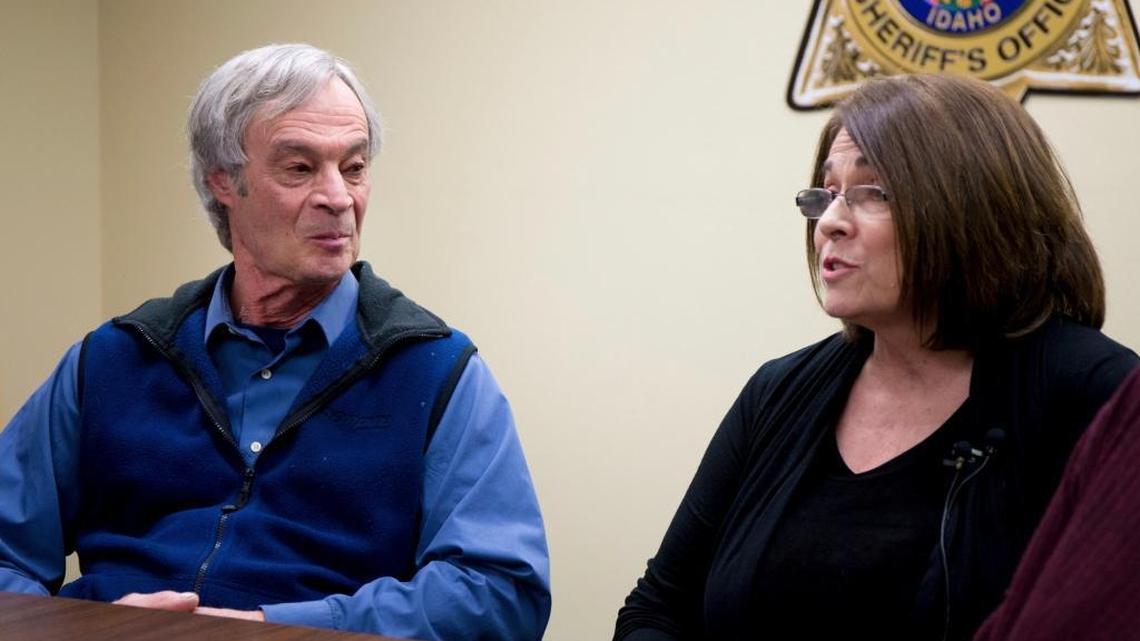 Jake Robison listens as his sister Millicent Smith talks about their reunion in Coeur d’Alene on Dec. 5.