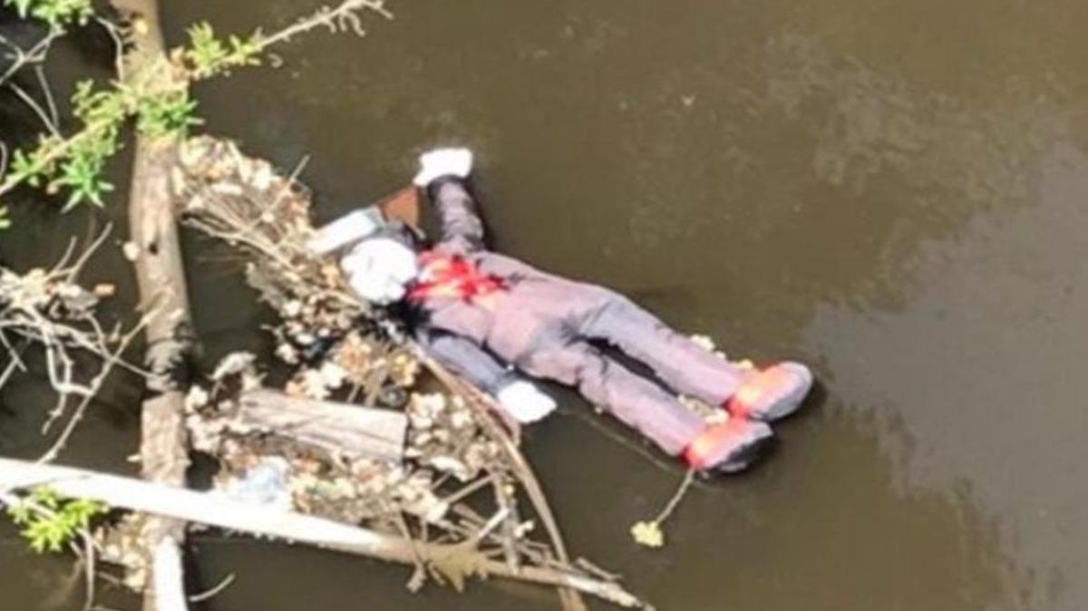 An employee at E.&J. Gallo Winery reported a possible body in Dry Creek between Yosemite Boulevard and Grand Street in Modesto on Thursday, Aug. 10, 2017. Modesto Fire Department crews discovered a life-sized stuffed Dracula doll.