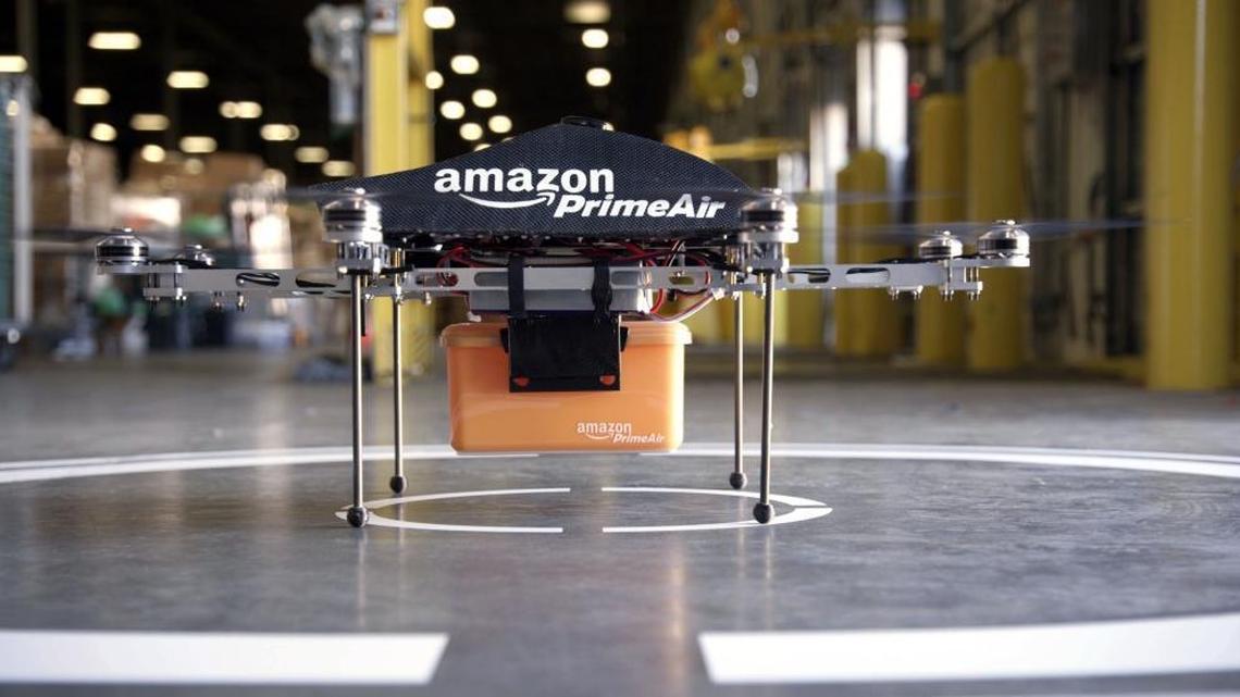 This undated image provided by Amazon.com shows the so-called Prime Air unmanned aircraft project that Amazon is working on in its research and development labs. Similar Amazon drones are already delivering packages in the United Kingdom.