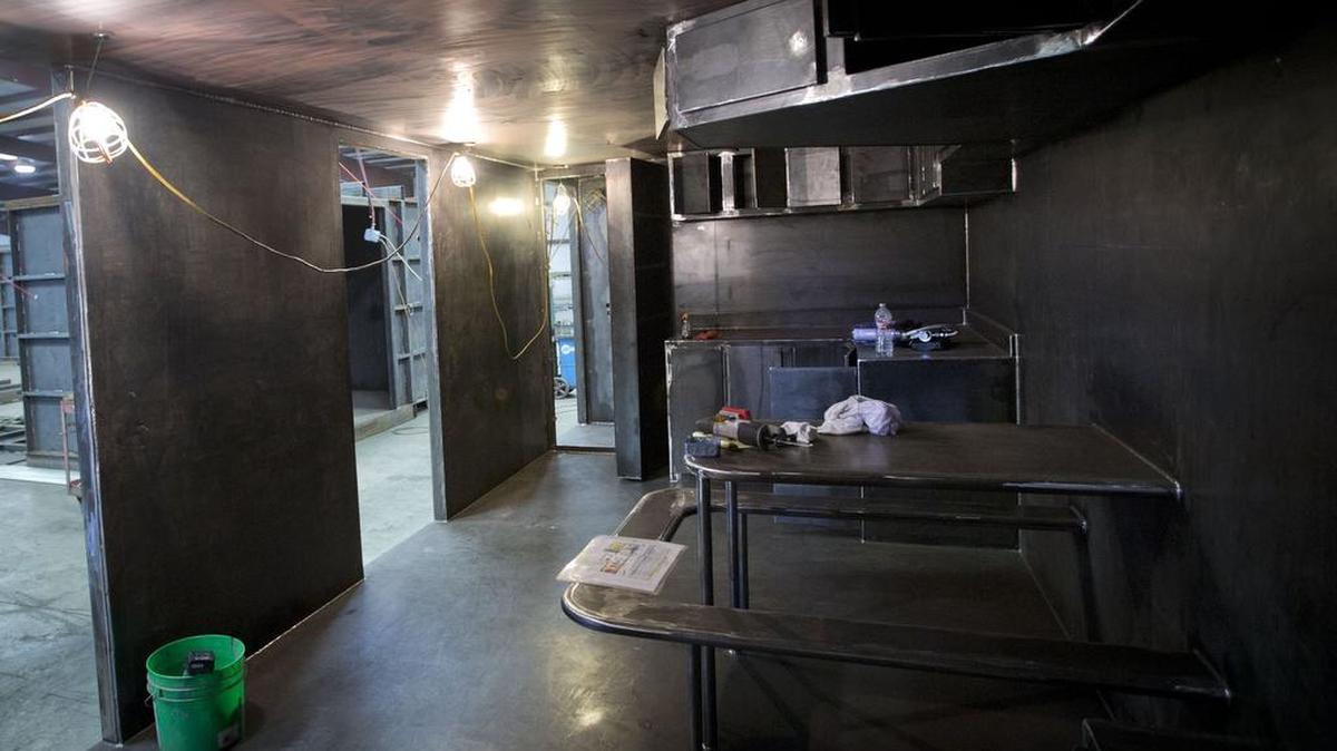 A bomb shelter under construction at Rising S Co.