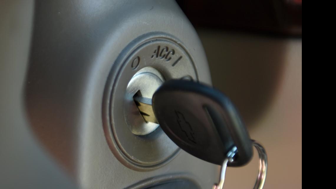 
FILE - This April 1, 2014, photo, shows a key in the ignition switch of a 2005 Chevrolet Cobalt in Alexandria, Va. More than 1,100 claims were filed in the week before the Jan. 31, 2015, deadline to seek payments from the General Motors ignition switch compensation fund, with 51 death and 77 injury claims being granted. 

