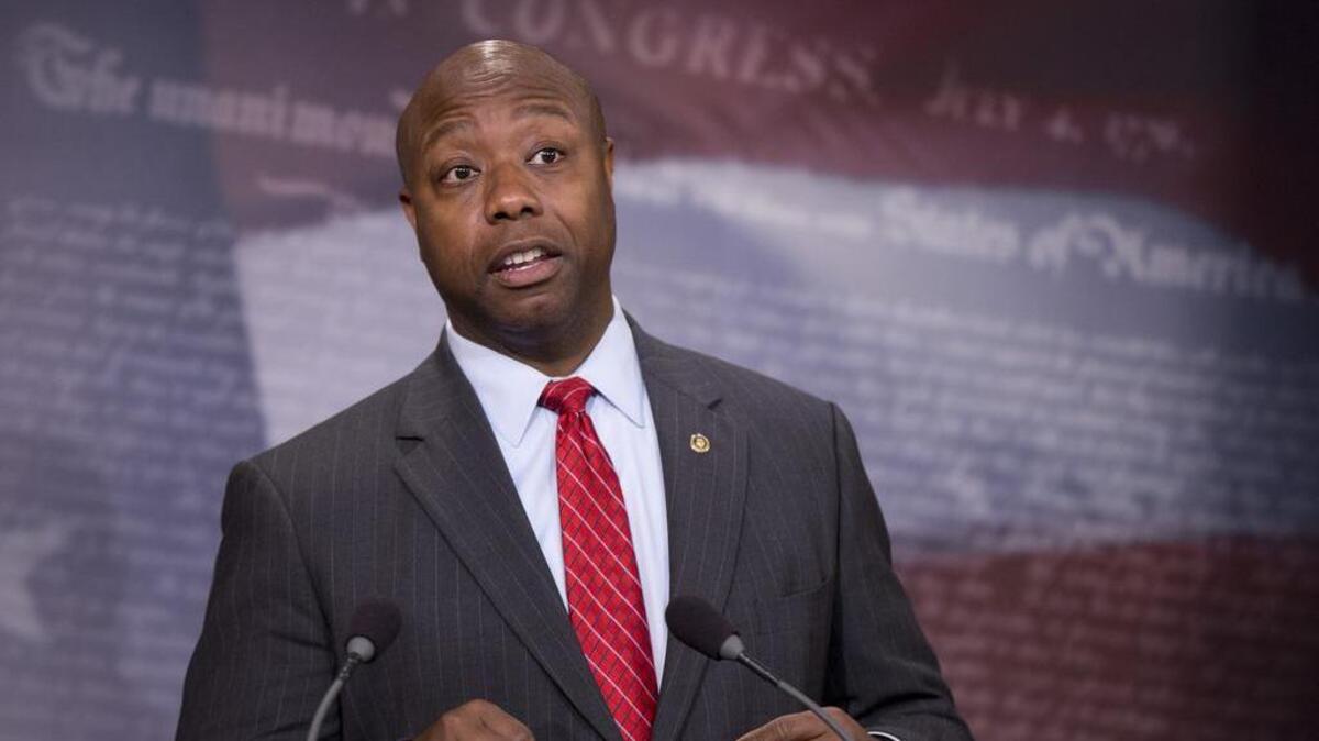 Sen. Tim Scott, R-S.C., says that while he has sympathy for the families caught up in the crisis, “in absence of a fail-proof system we simply cannot put American lives at risk” and accept Syrian refugees.