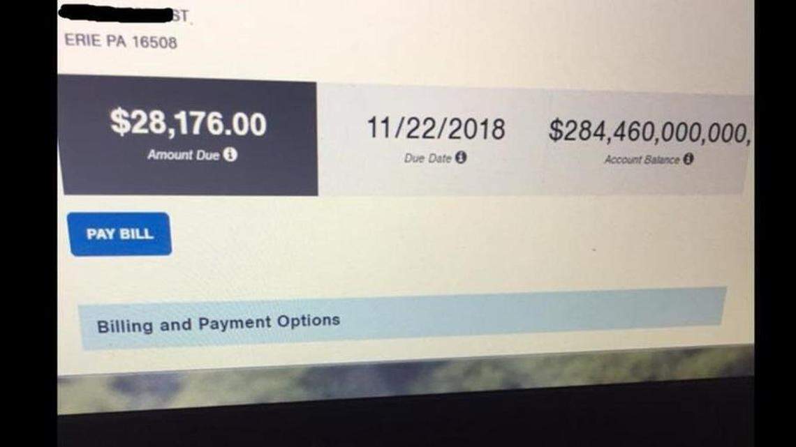 Mary Horomanski’s erroneous electric bill from Penelec.