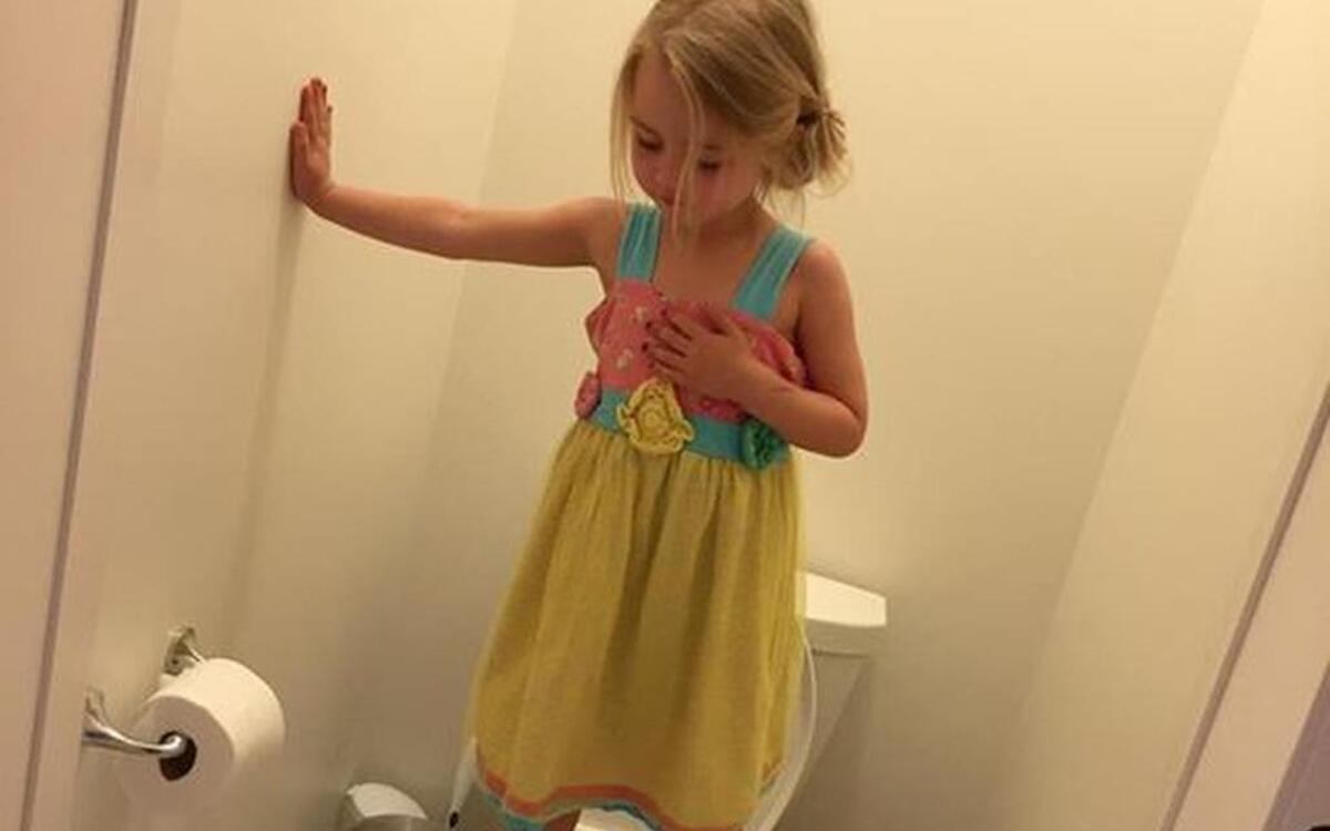 Stacey Feeley posted this picture of her daughter on Facebook last week, saying she “broke down” when she found out her daughter was practicing for a lockdown drill at her preschool.