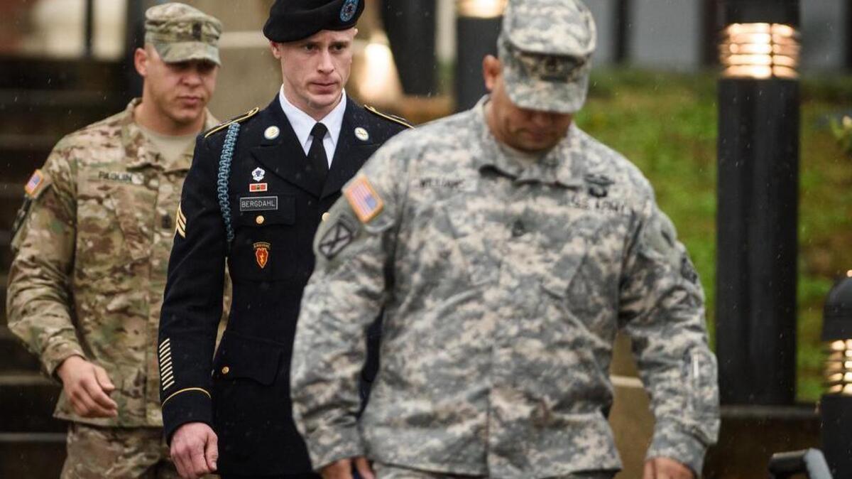 U.S. Army Sgt. Bowe Bergdahl leaves the courthouse Tuesday after his arraignment hearing at Fort Bragg, N.C.