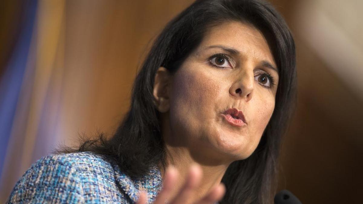 South Carolina Gov. Nikki Haley speaks at the National Press Club in Washington on Sept. 2, 2015. Americans should resist "the siren call of the angriest voices" in how it treats immigrants, Haley said Jan. 12, 2016, as she delivered the GOP’s formal response to President Barack Obama's State of the Union address.