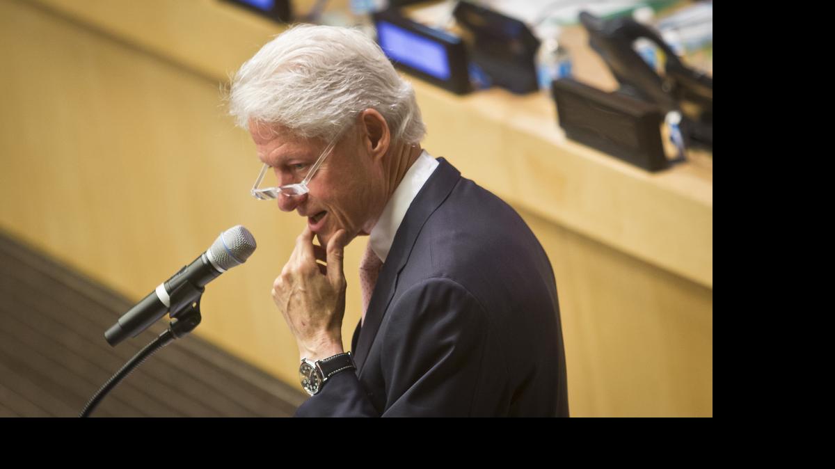 
Former U.S. President Bill Clinton, shown last month at the United Nations, has appeared at least nine times since 2011 for a speakers’ series for UBS’ American clients. For voicing his thoughts, he reaped a tidy $1.5 million, according to financial disclosure statements filed by his wife.
