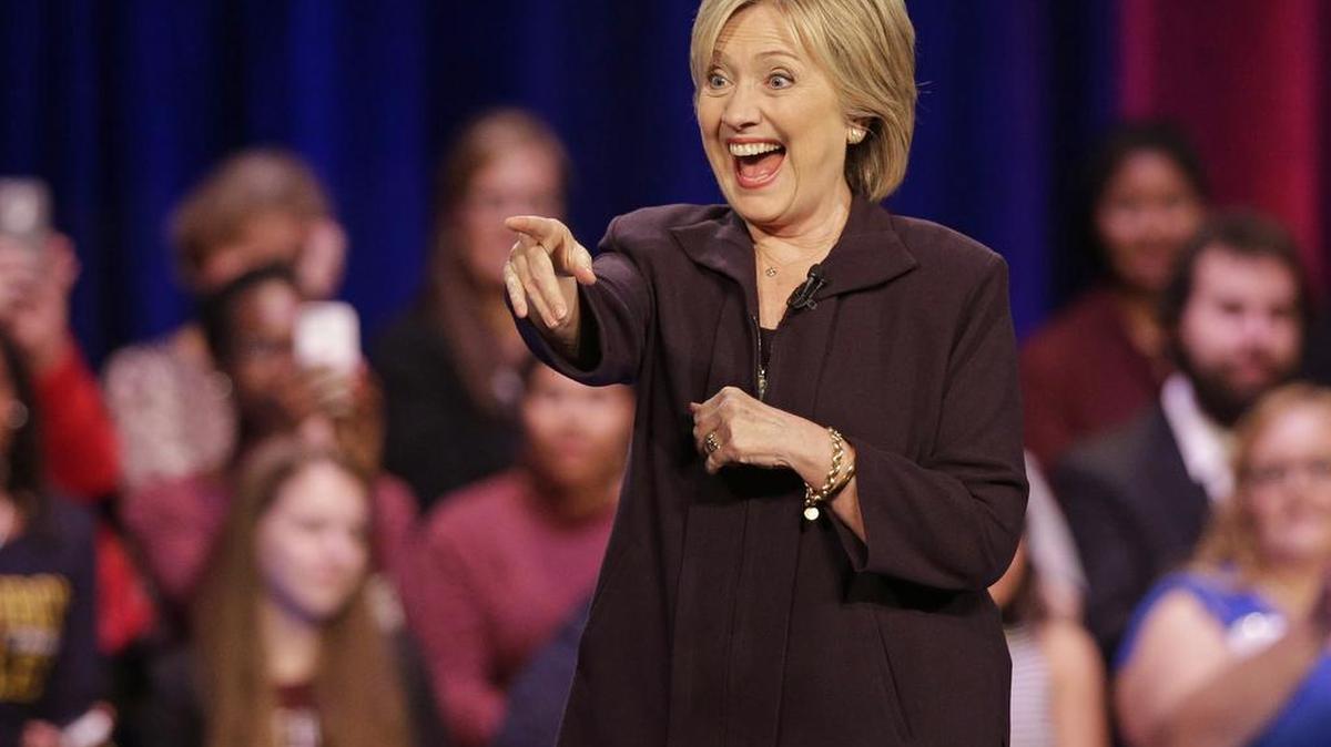 Presidential candidate Hillary Rodham Clinton points to the crowd after a Democratic presidential candidate forum at Winthrop University in Rock Hill, S.C., on Friday.