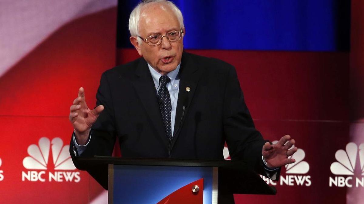 “First difference [with Hillary Clinton] is I don’t take money from big banks. I don’t get personal speaking fees from Goldman Sachs,” said Democratic presidential candidate Sen. Bernie Sanders, I-Vt, during the Democratic presidential debate at the Gaillard Center, Sunday, Jan. 17, 2016, in Charleston, S.C.