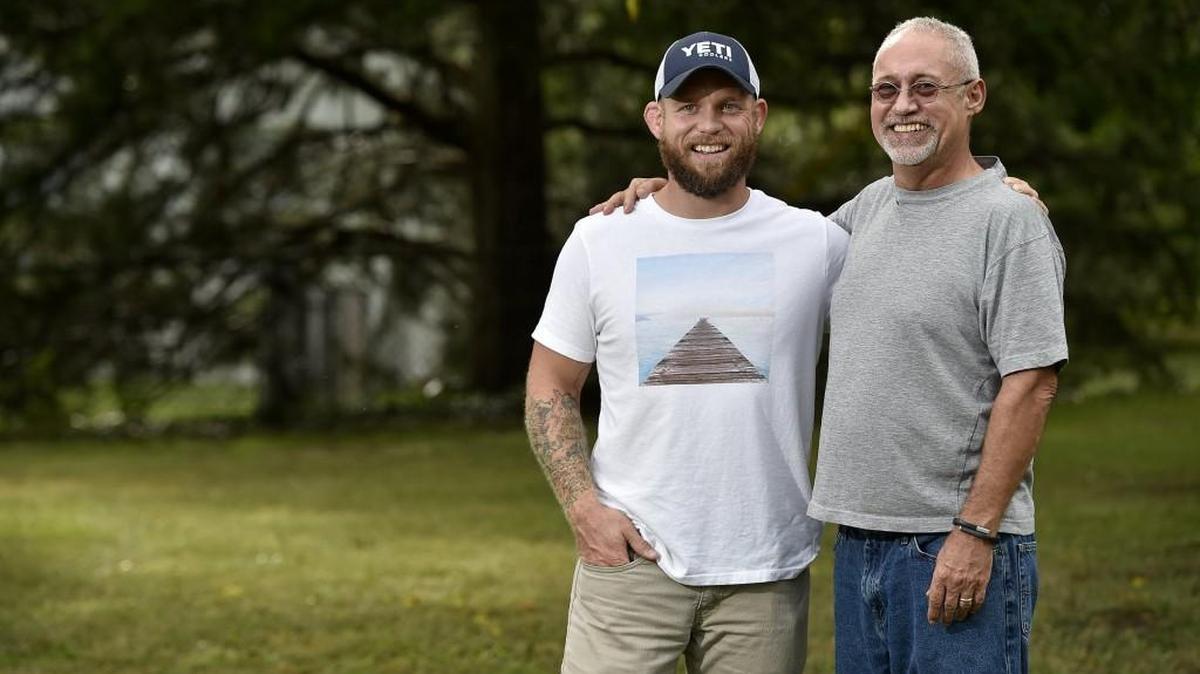 After 27 years, Earnest Leap of Oakview (right) was pardoned Friday for a sex offense he said he never committed. His son Brodie Leap (left) pushed for his father’s exoneration for years.
