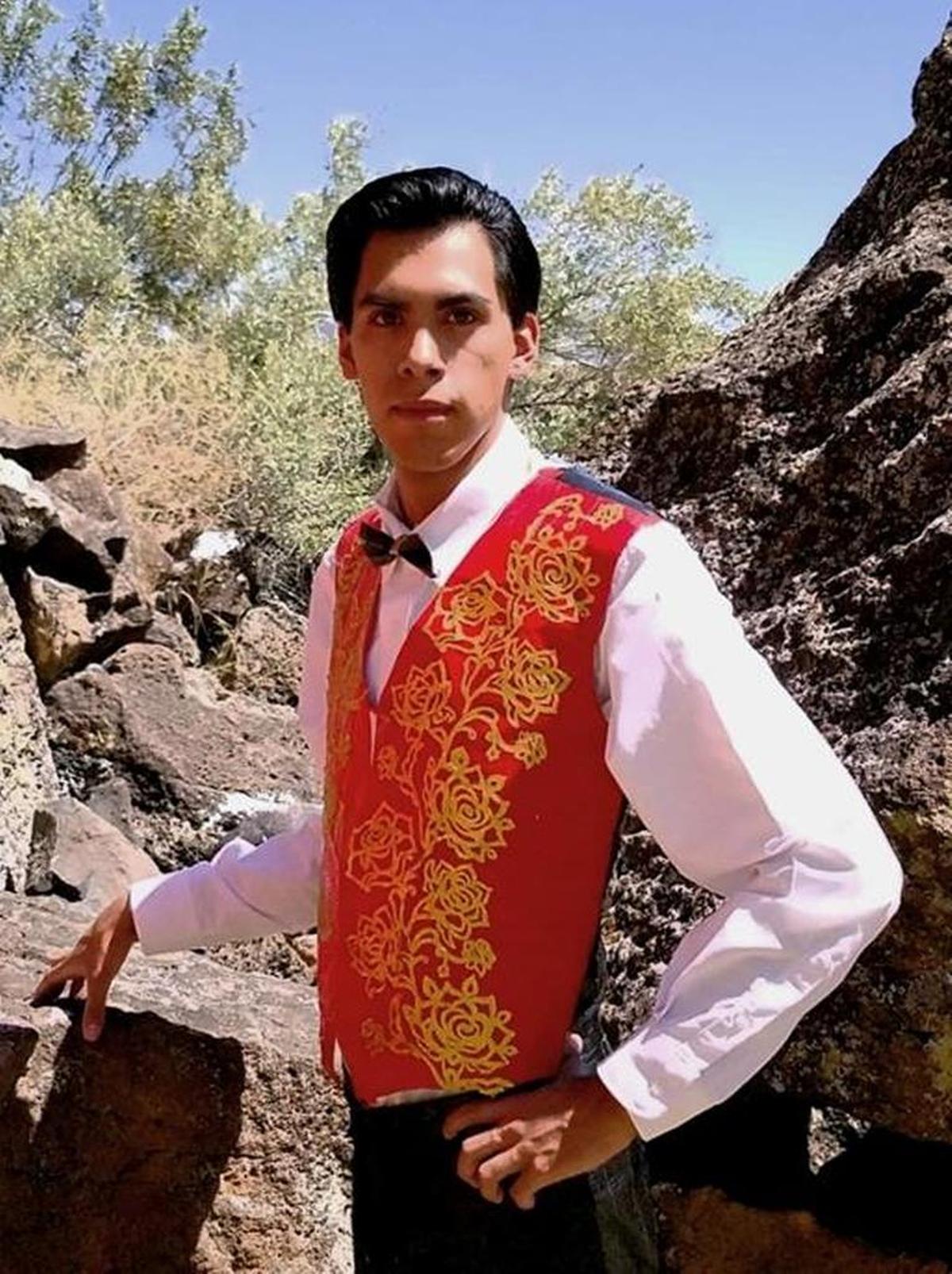 Runner-up Ruben Taylor of Hurricane, Utah, in his winning prom outfit.
