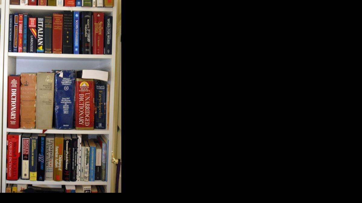 
Dictionaries line a shelf. Baby boomers are turning the page into old age, and waging a war on words. 
