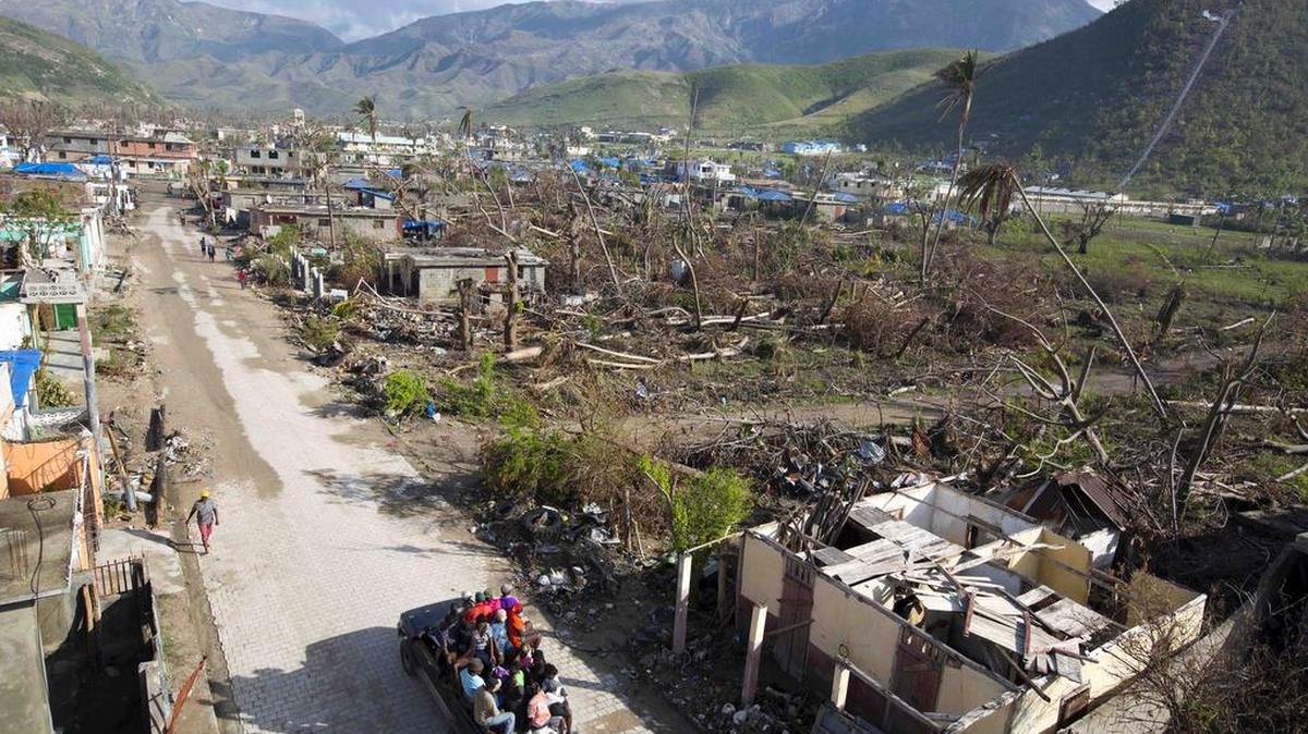 A view of the destruction left behind by Hurricane Matthew in Haiti on November 1, 2016.