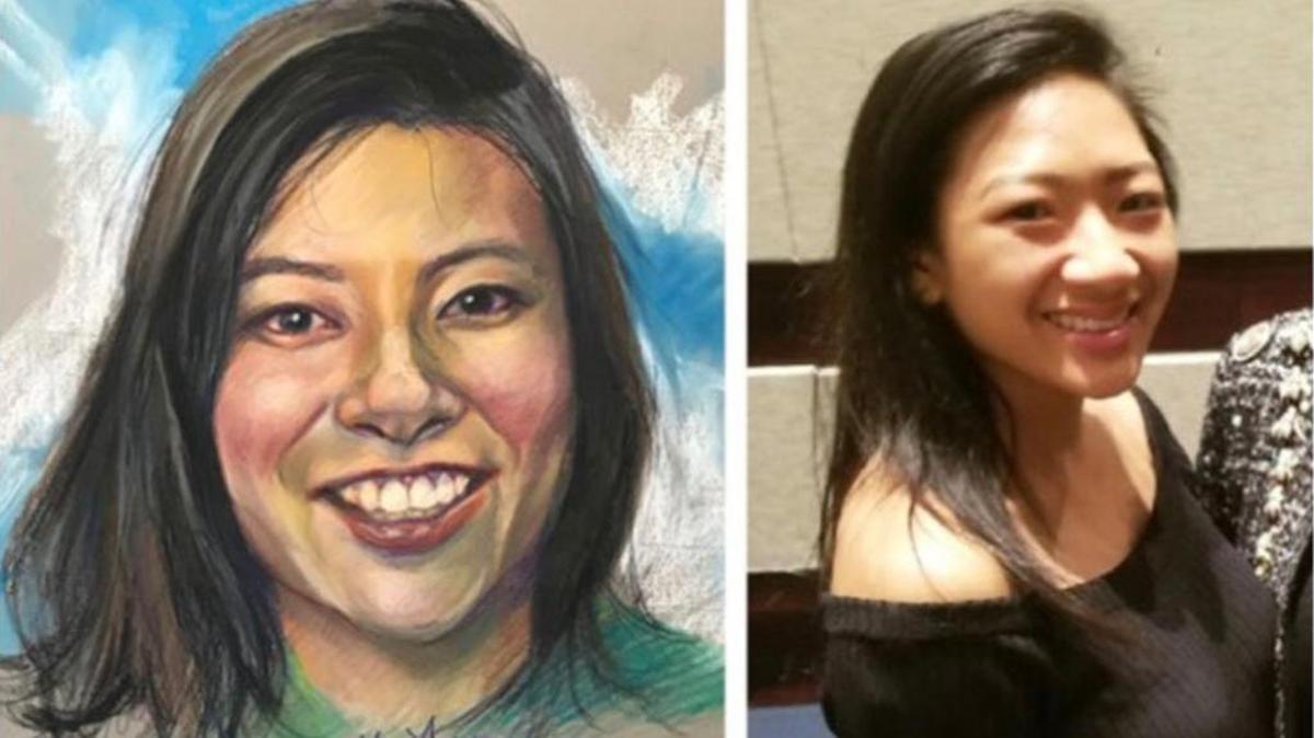 The Georgia Bureau of Investigation released a composite sketch, left, of the woman found dead inside a vacant Subway restaurant in a mall food court. The woman was identified as missing Georgia college student Silling Man, right.