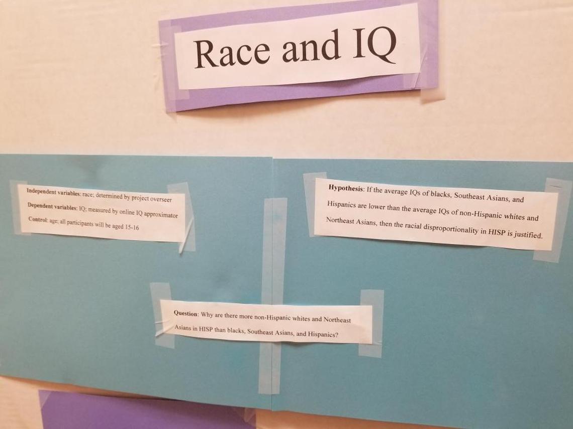 Photo of the science fair project that has caused an uproar at C.K. McClatchy High School in Sacramento