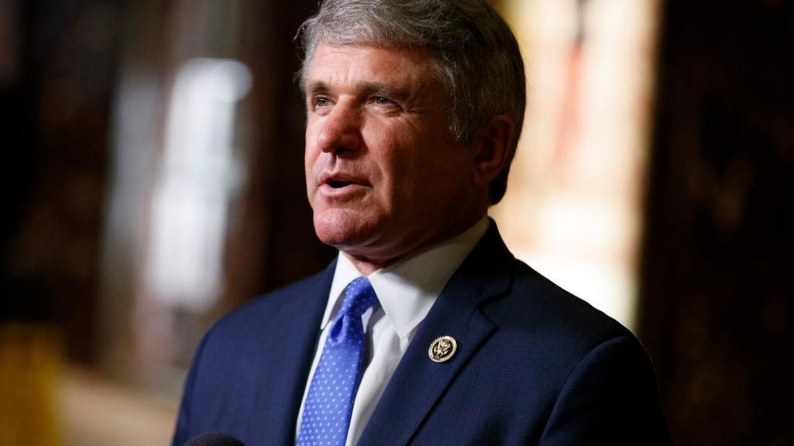 Rep. Michael McCaul, R-Texas, talked with reporters after a meeting with Donald Trump at Trump Tower in New York in late November. A ‘white paper’ he wrote with former New York mayor Rudolph Giuliani is thought to have been the starting document for creation of the president’s controversial immigration ban issued last week.