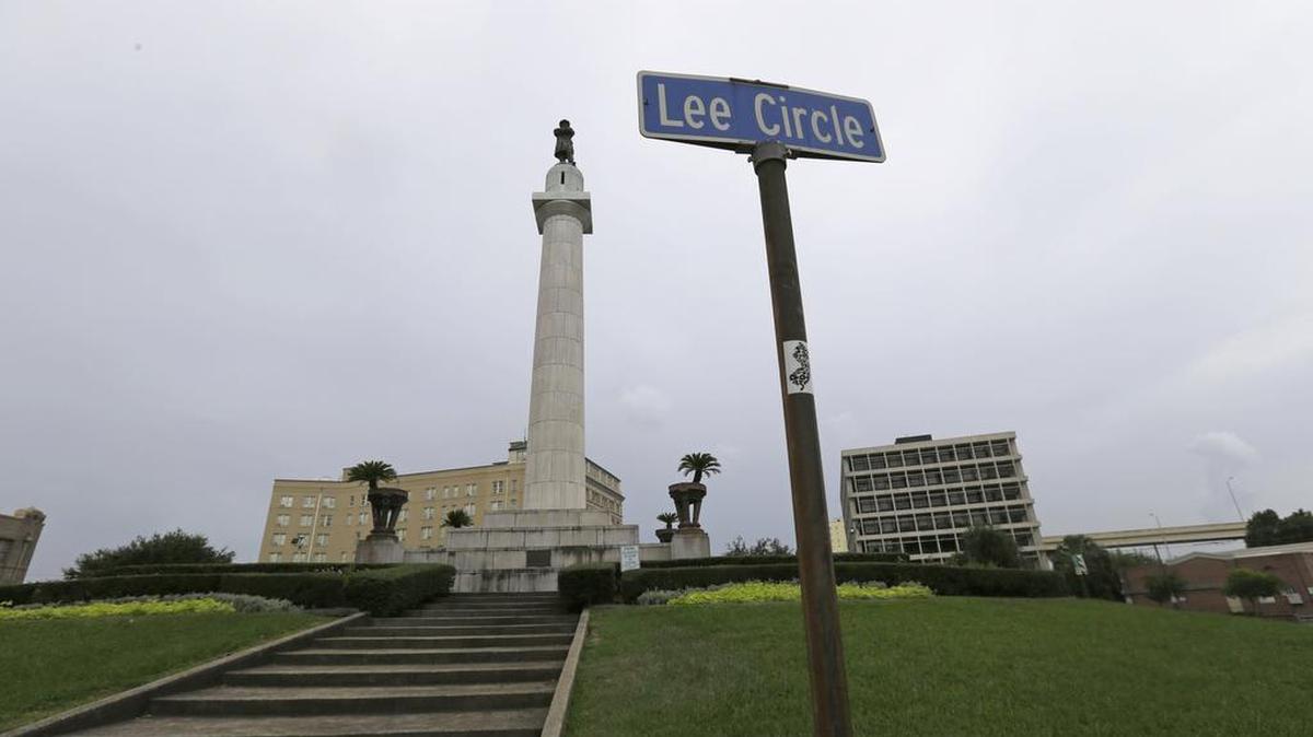 In this In this Sept. 2, 2015 file photo, the Robert E. Lee Monument is seen in Lee Circle in New Orleans.