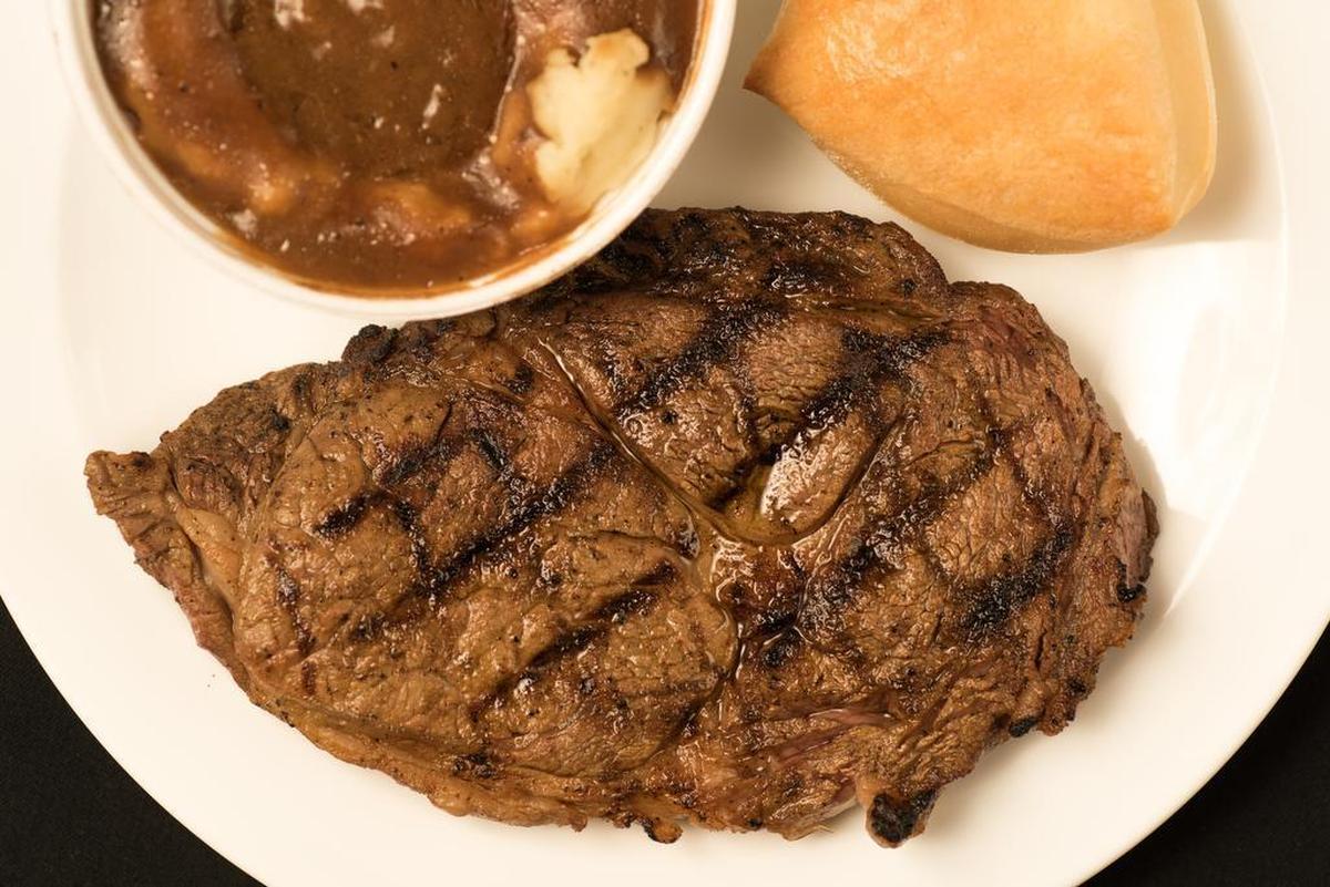 Almost anything featuring beef is a good idea at Texas Roadhouse, including hand-cut steaks such as this rib-eye.